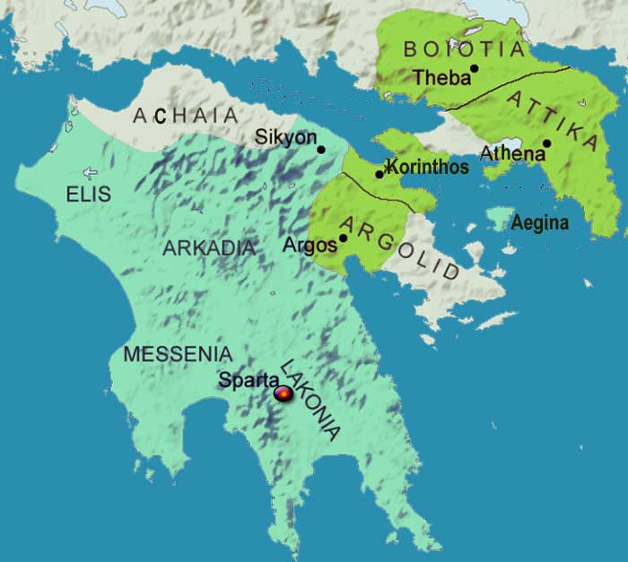 map of Ancient sparta