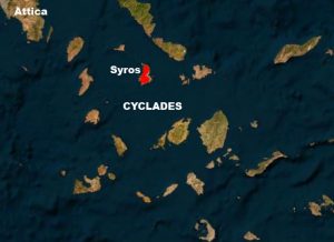 syros location in the cyclades