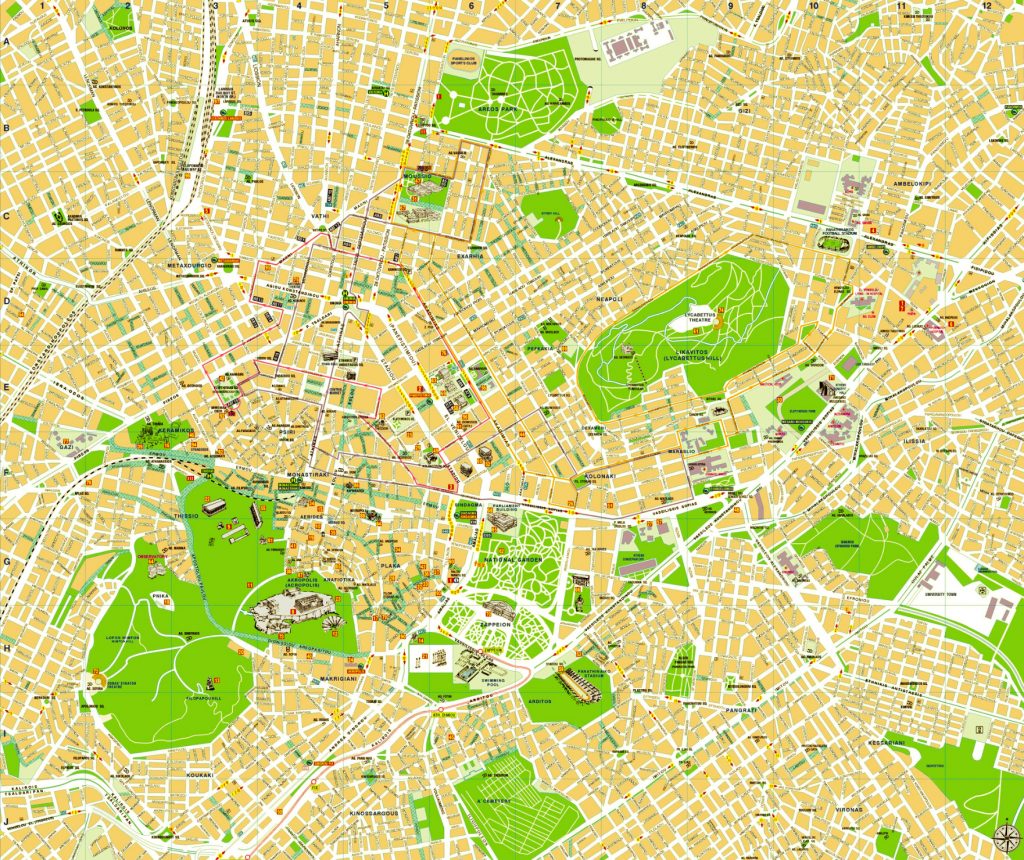 Map of Athens, Greece