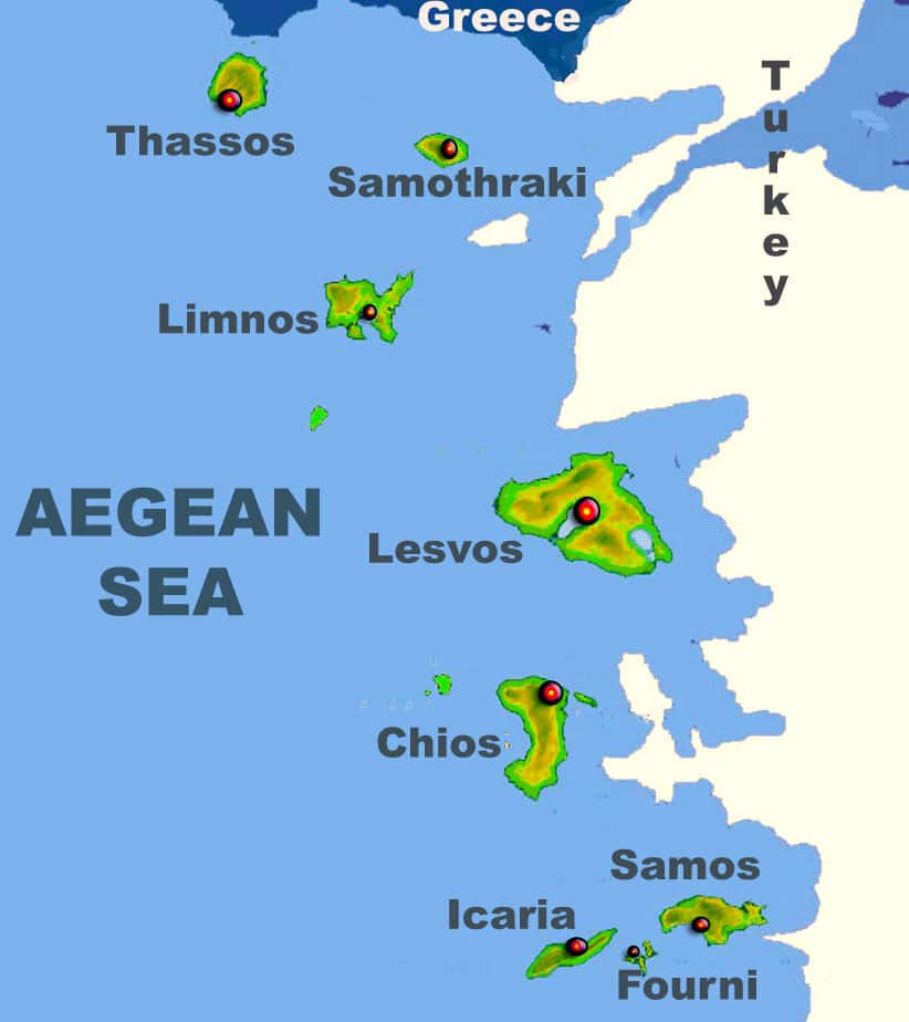 east aegean slands map