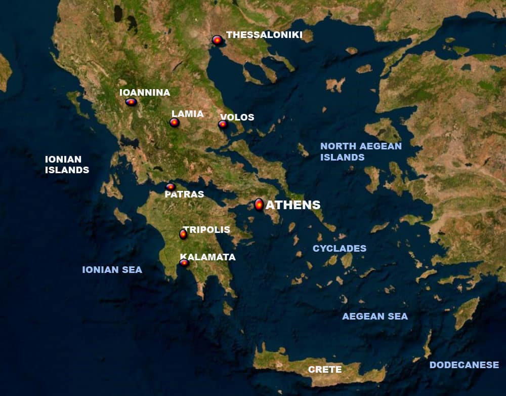 Sattelite map of Greece