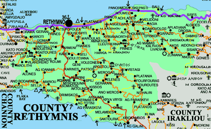 Rethymnon Map Of Rethymno Crete Rethymnon Map Of Rethymno Crete