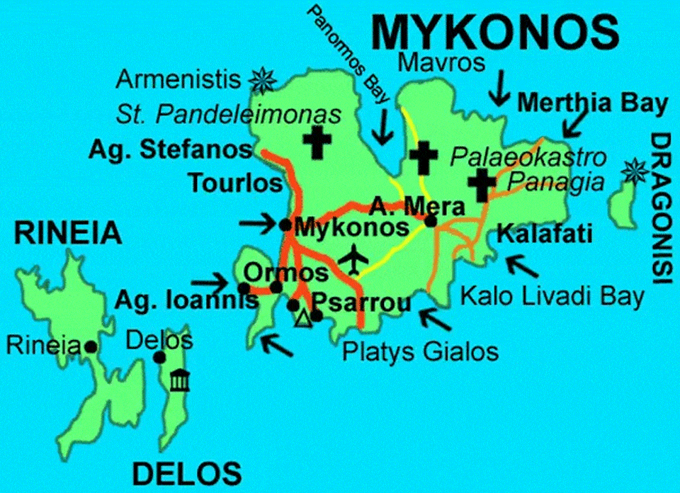 Mykonos Map Of Mykonos Island
