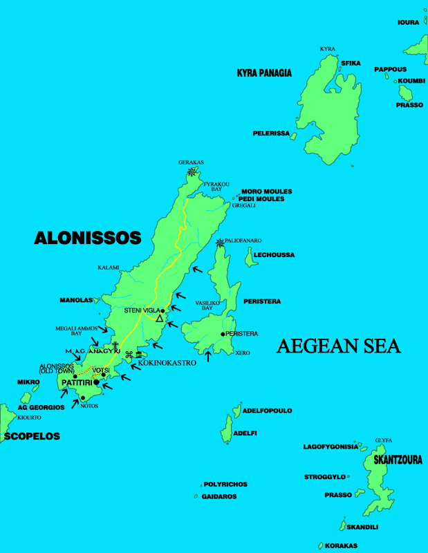 Map Of Alonnisos Island Greece Map Of Alonnisos Island Greece