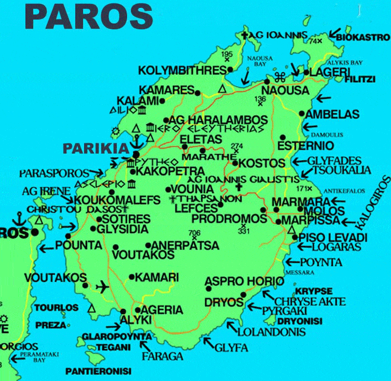 Paros Tourist Map Photos Lontgrouptravel