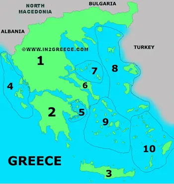 Map of Greece regions